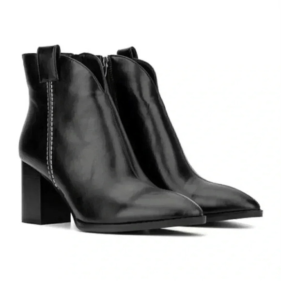 NWT Torgeis "Daralyn bohemian western vegan leather block heel black Bootie 38.5 - Picture 1 of 5